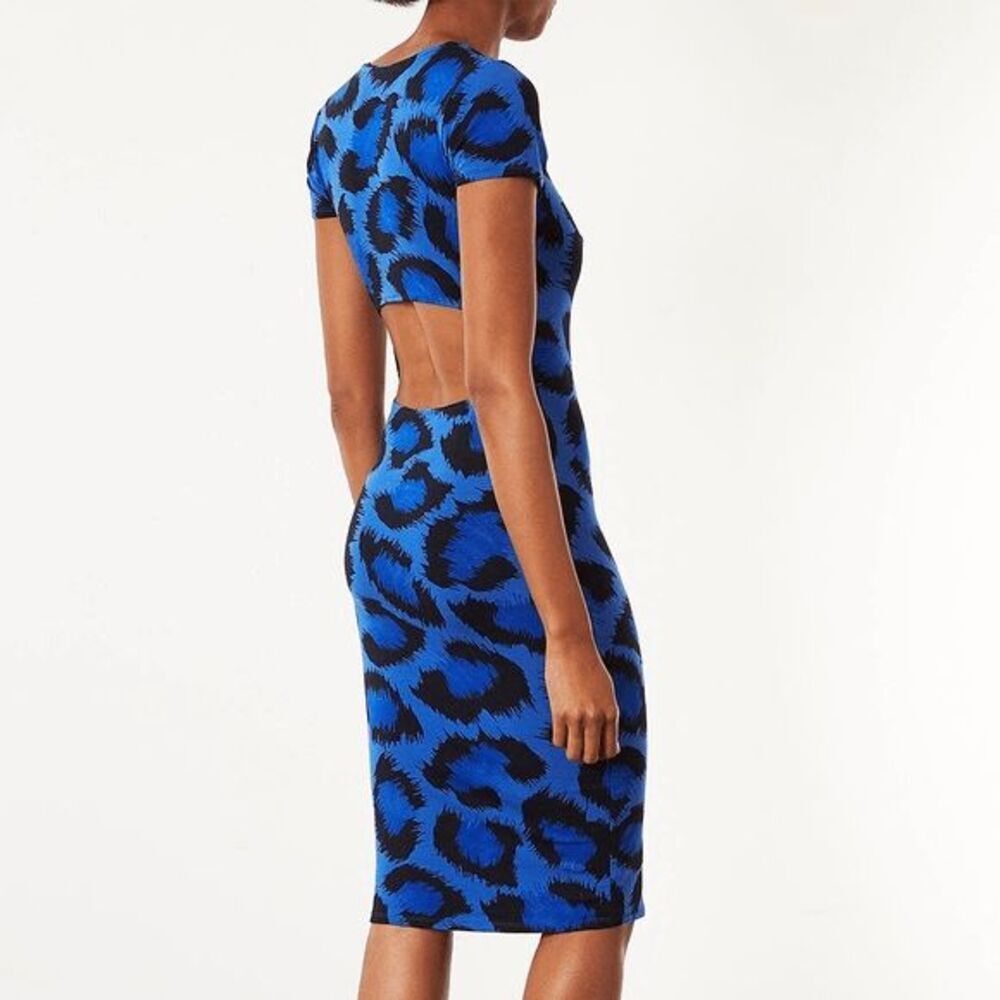 Topshop Blue and Black Patterned Dress